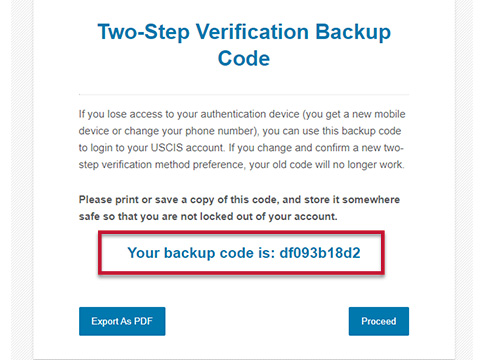 Two-Step Verification Backup Code