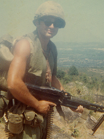 Picture of Spc. Leslie Sabo Jr. in battle.