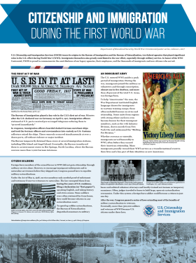 Picture of a poster from WW1 - Citizenship and Immigration during the first World War. The pdf file is below on the page.